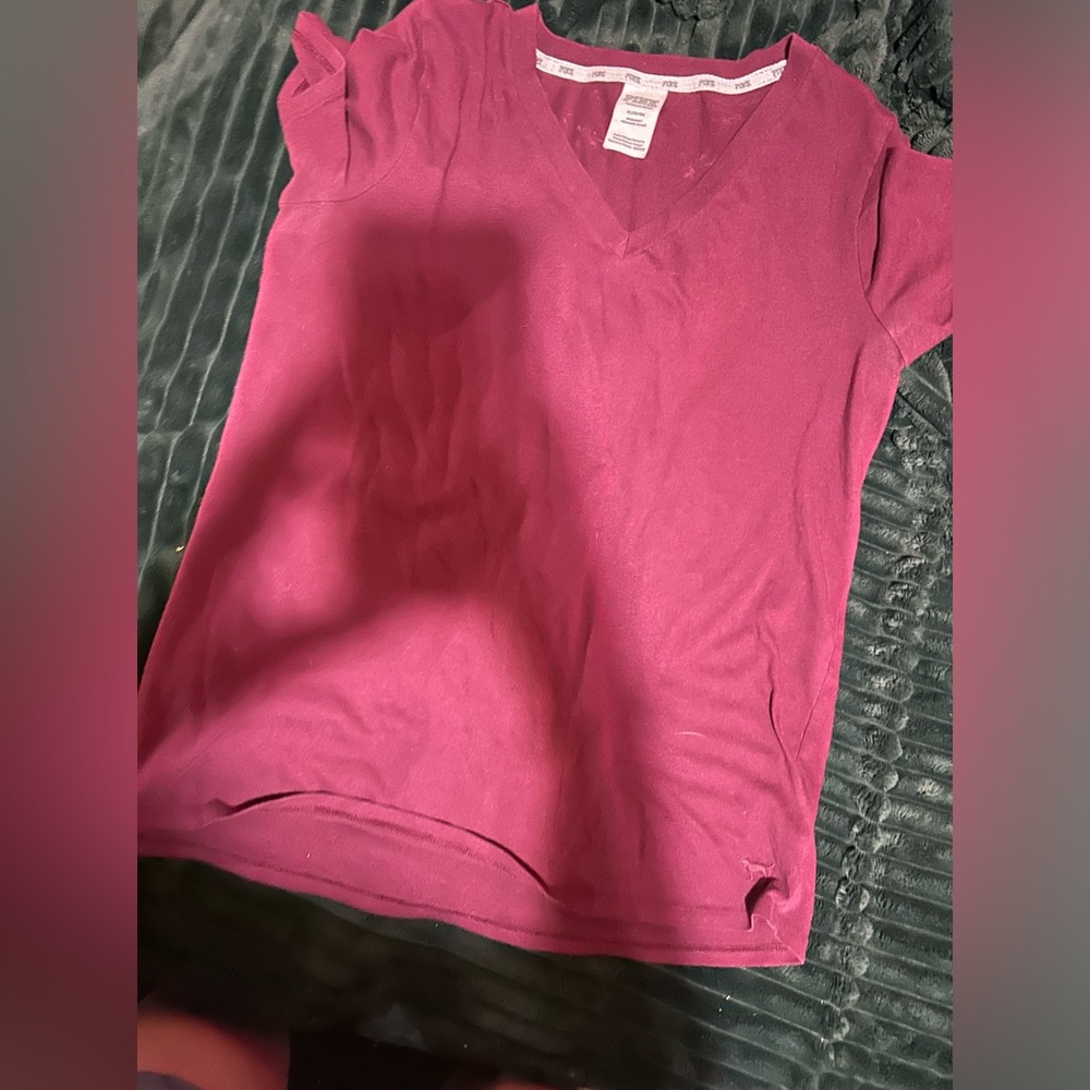 red v-cut shirt